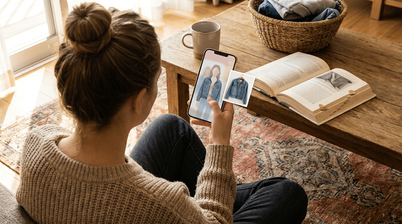 Editorial illustration for Virtual try-on for secondhand clothing: why fit matters more in resale